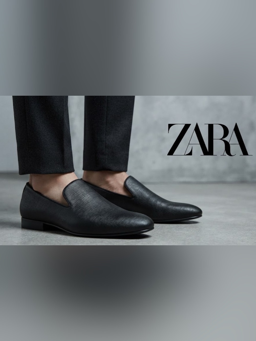 Authentic Zara mens designer black slip on loafers shoes sz 11 Euro 44